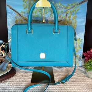 MCM satchel crossbody tote in in Tiffany blue